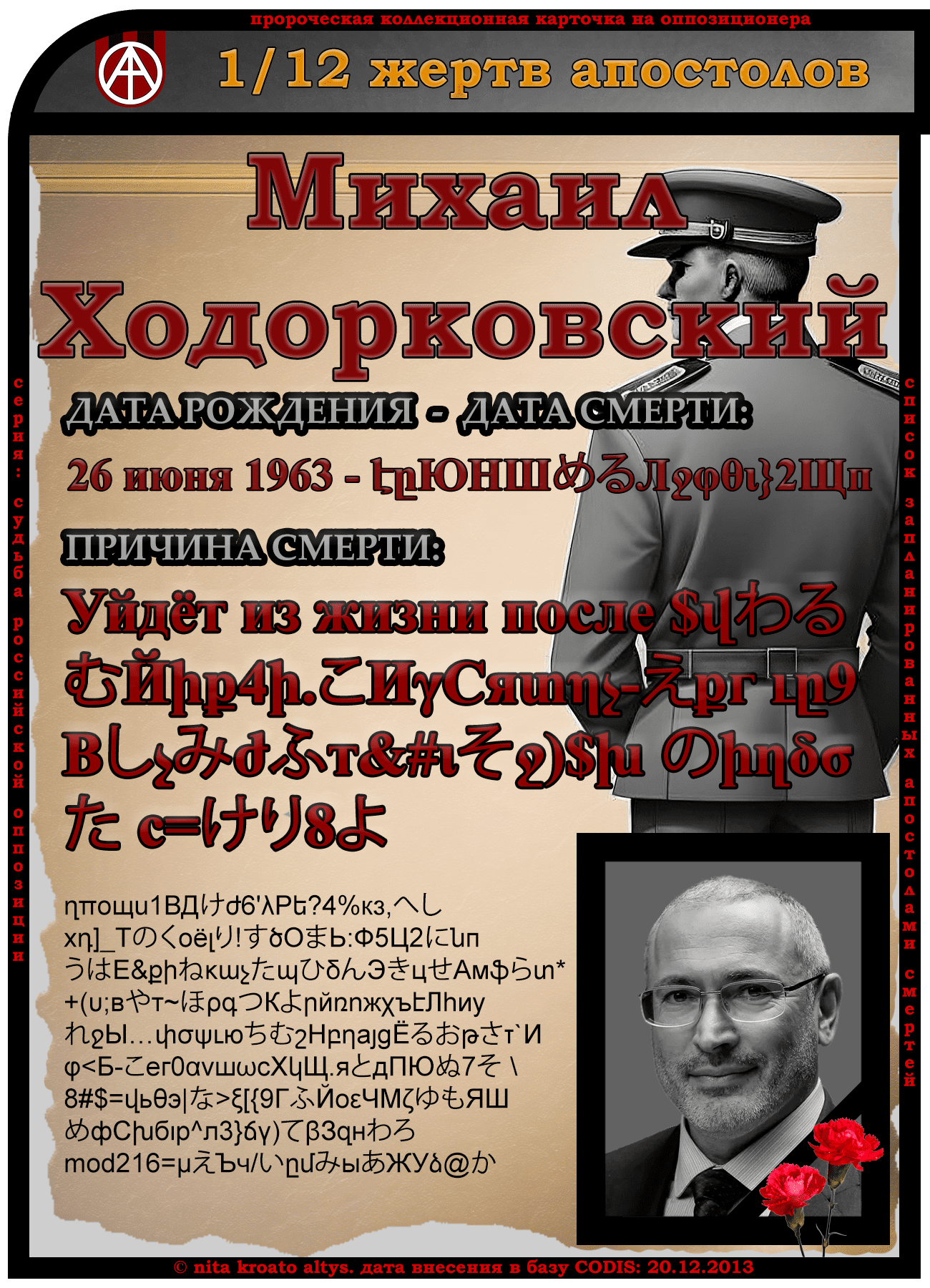 1. Михаил Ходорковский 26 июня 1963. Дата смерти и причина